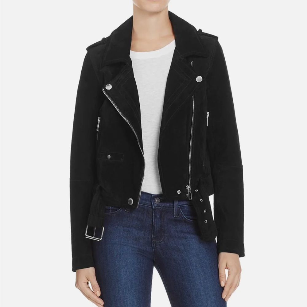 BLANK NYC Womens Suede Short Motorcycle Jacket